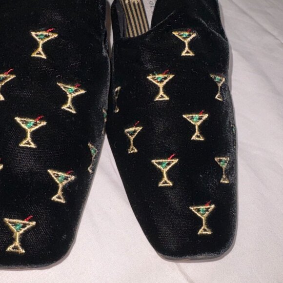 VINTAGE Y2K Embroidered Velvet Martini Kitten Mules Size 7 Made in USA - Picture 4 of 9
